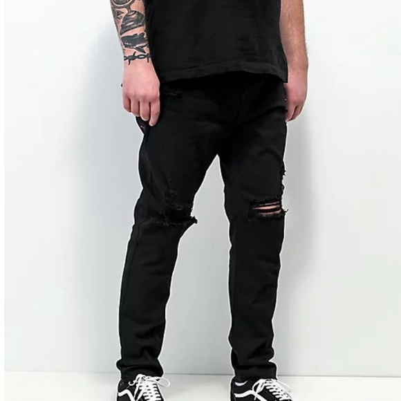 Empyre Verge Destroyed Black Tapered Skinny Jeans Size 30     (W313) - Picture 10 of 10